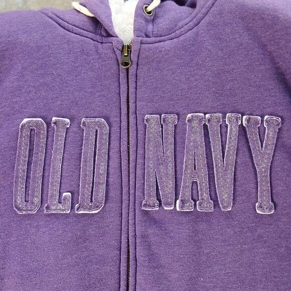 Old Navy Cozy Hoodie in Purple Majesty XXL full zip fleece faux fur sequin logo - Picture 6 of 14